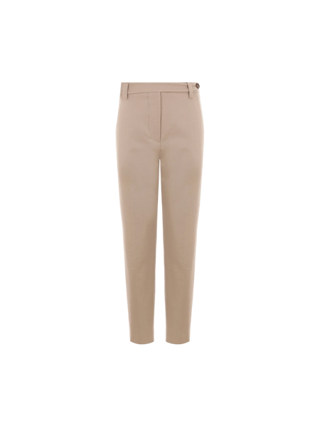 Stretch Cotton Cigarette Trousers-BRUNELLO CUCINELLI-JOHN JULIA