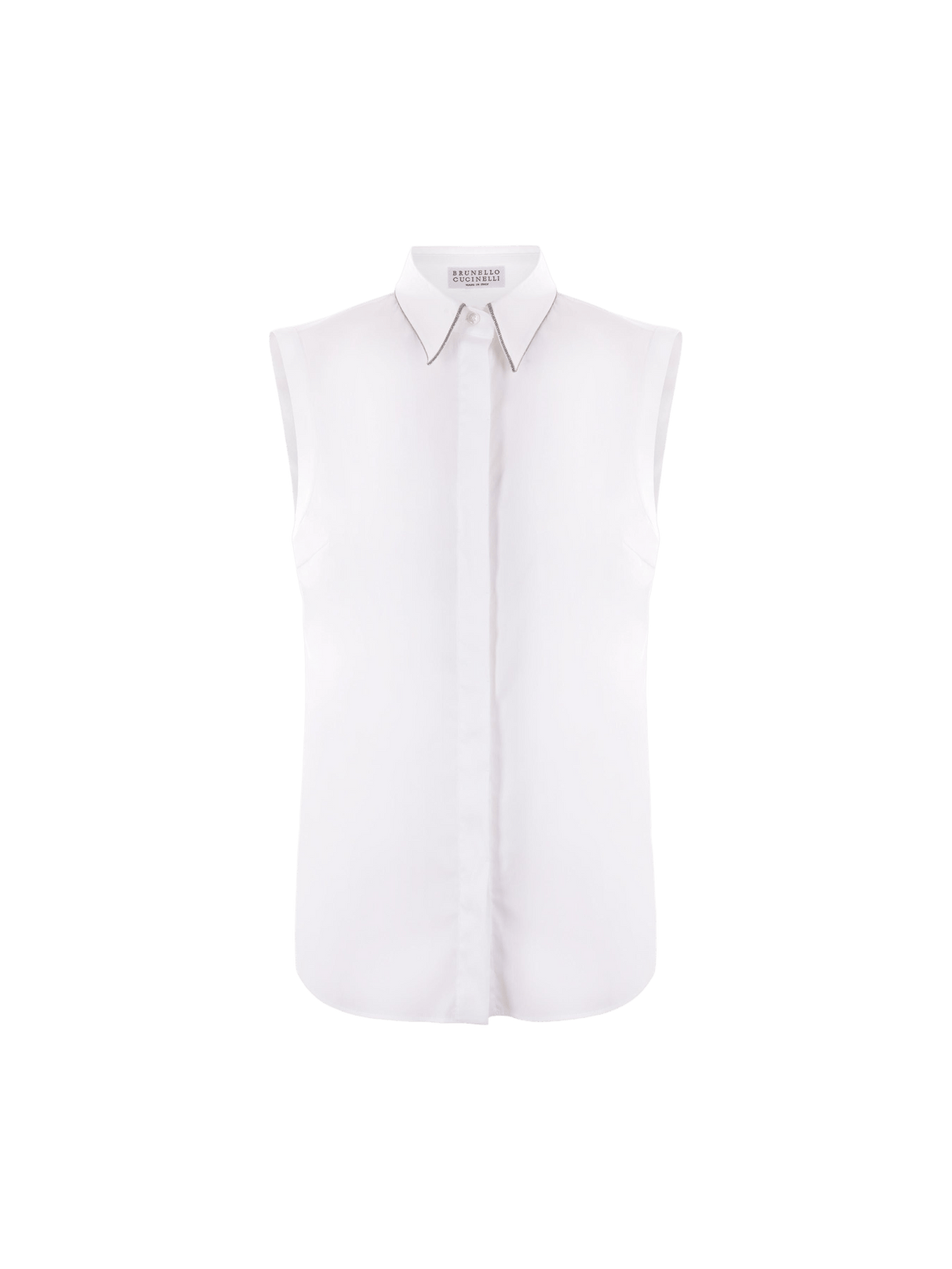 Stretch Poplin Sleeveless Shirt-BRUNELLO CUCINELLI-JOHN JULIA