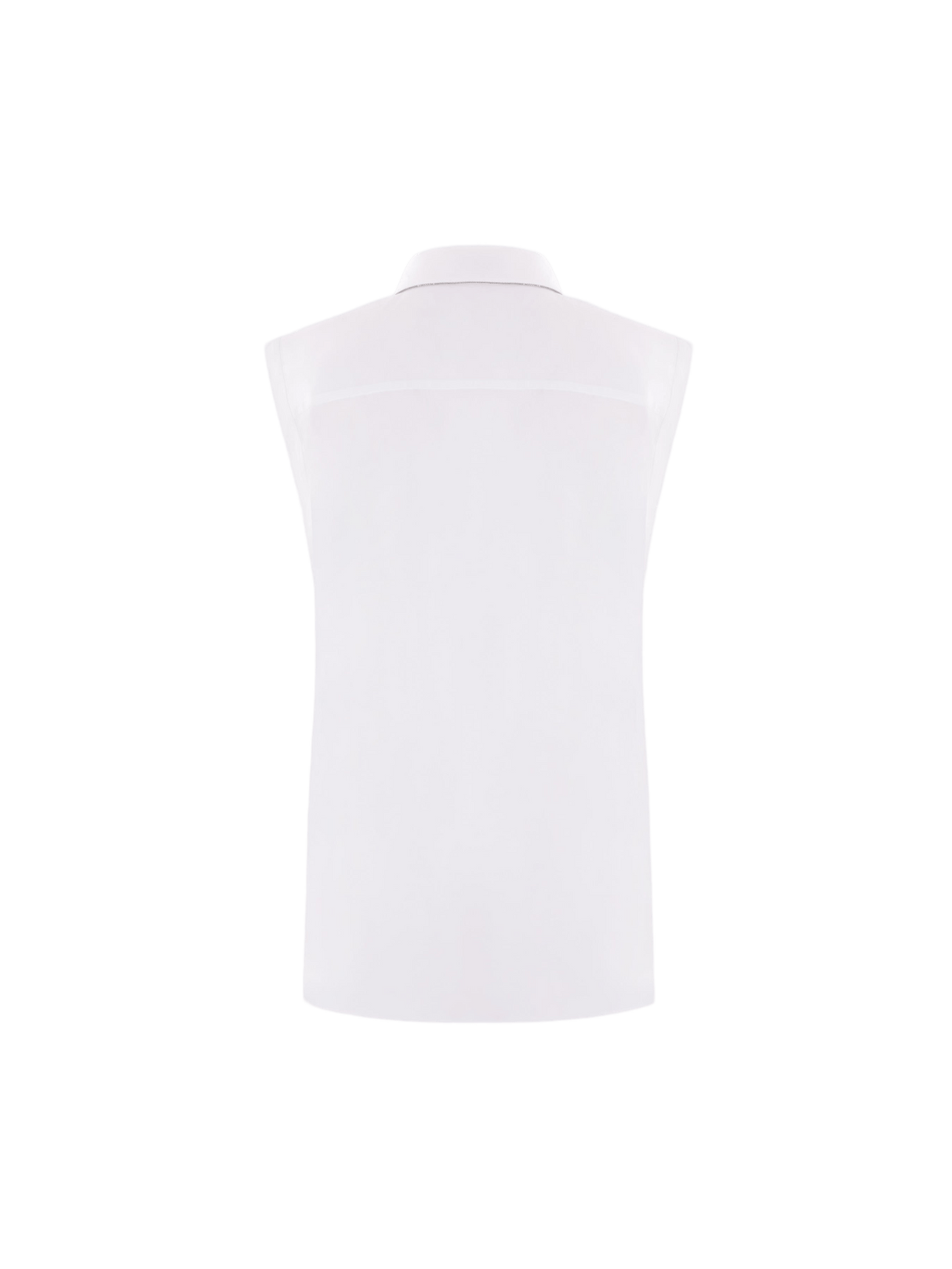 Stretch Poplin Sleeveless Shirt-BRUNELLO CUCINELLI-JOHN JULIA