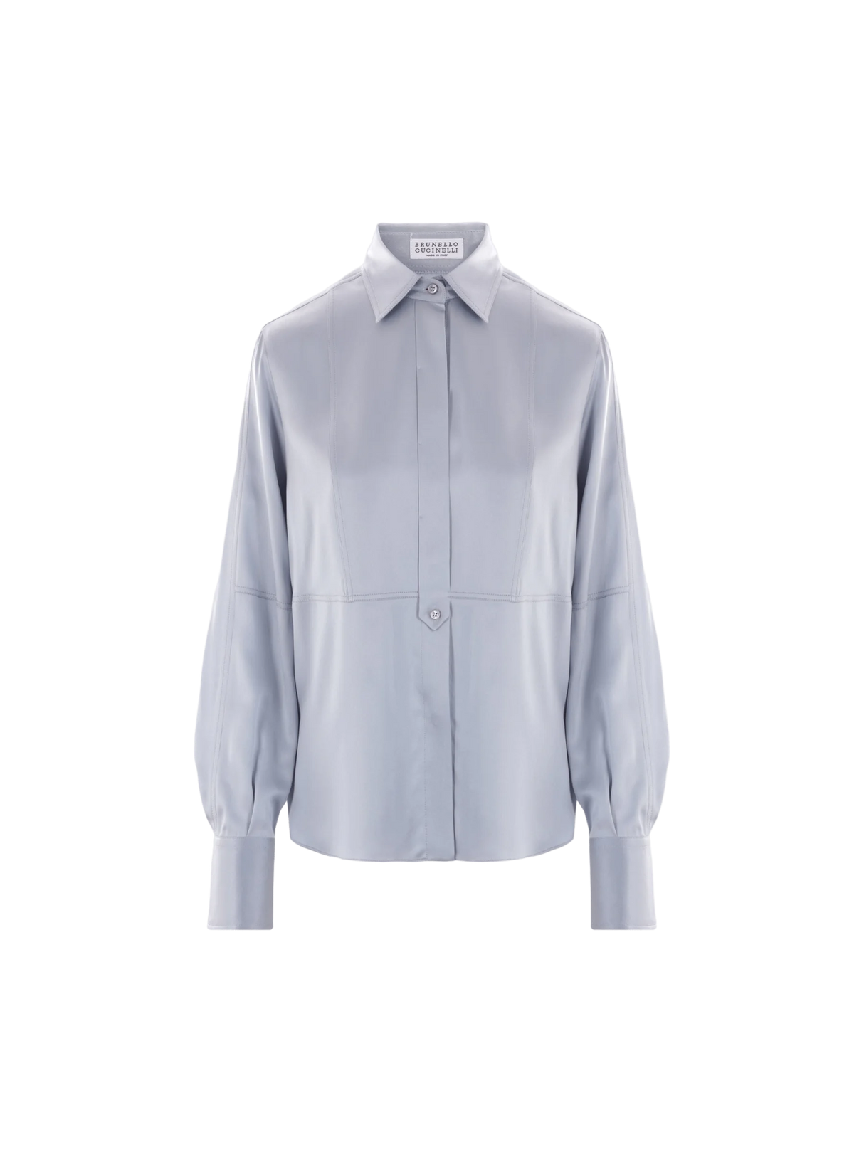 Stretch Satin Shirt-BRUNELLO CUCINELLI-JOHN JULIA