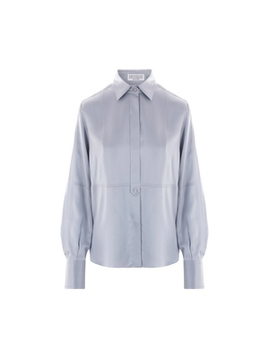 Stretch Satin Shirt-BRUNELLO CUCINELLI-JOHN JULIA