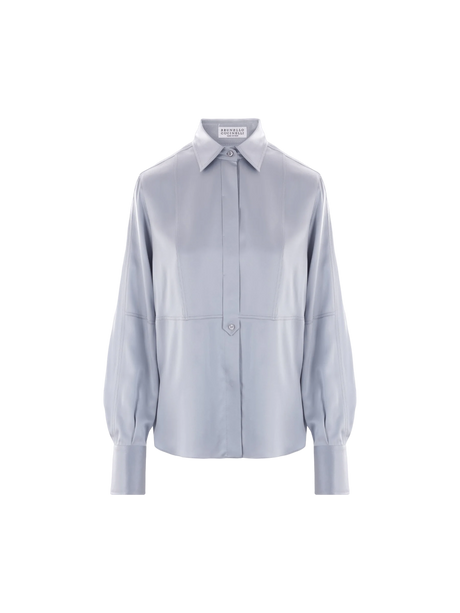 Stretch Satin Shirt-BRUNELLO CUCINELLI-JOHN JULIA