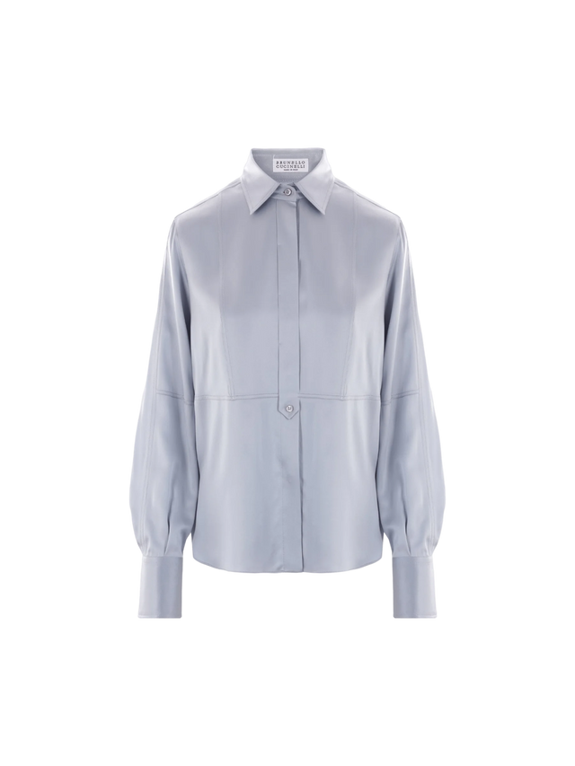 Stretch Satin Shirt-BRUNELLO CUCINELLI-JOHN JULIA