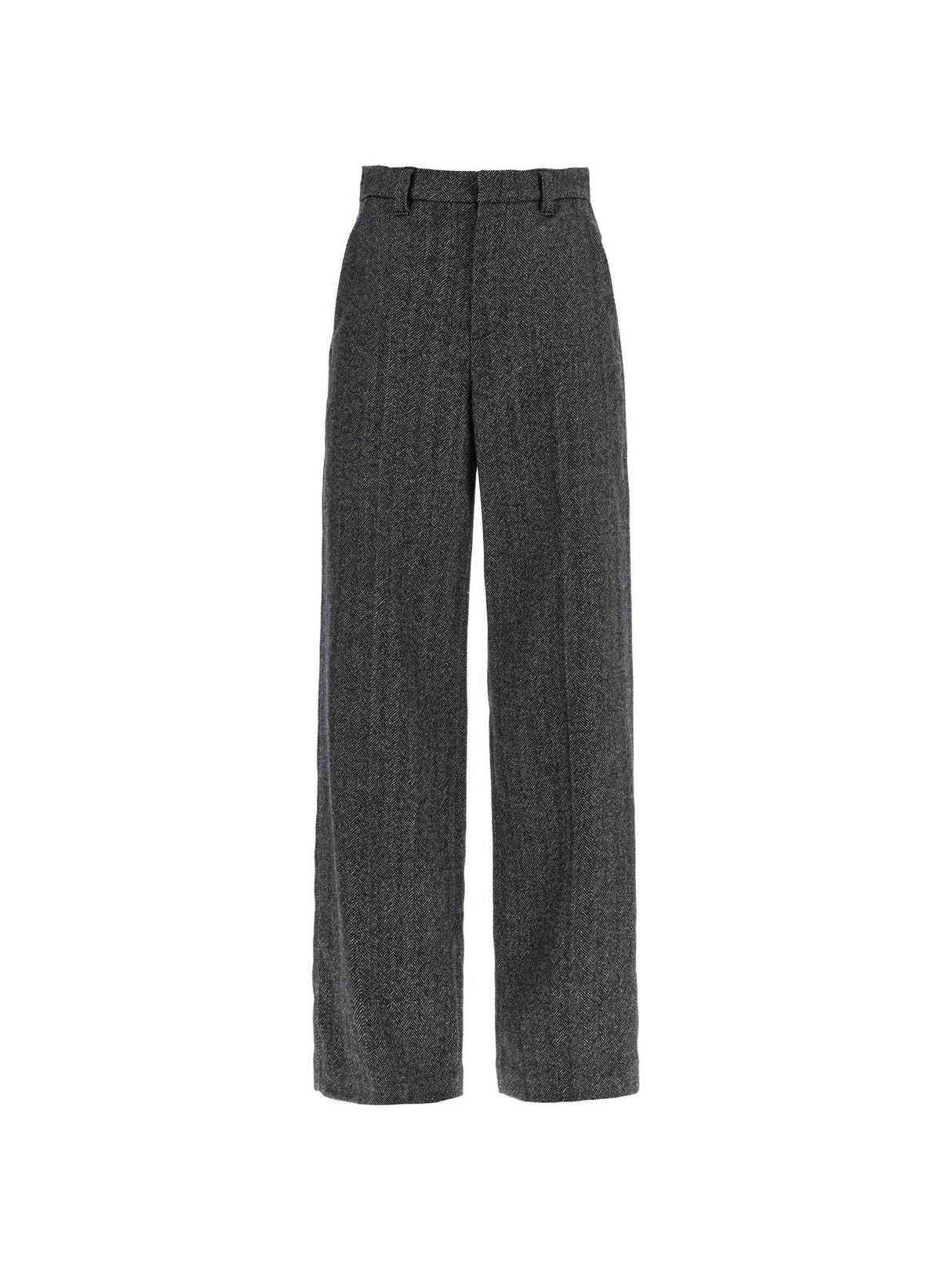 Stretch Wool Herringbone Trousers