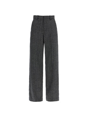 Stretch Wool Herringbone Trousers