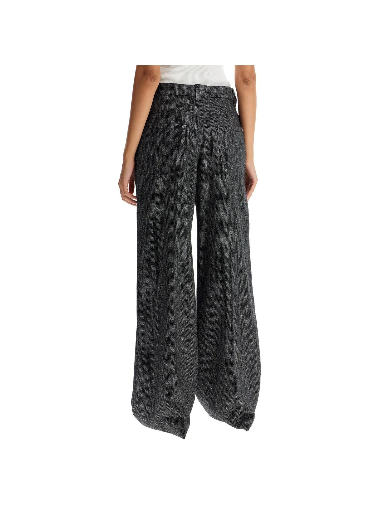 Stretch Wool Herringbone Trousers - Women > Clothing > Trousers > Trousers