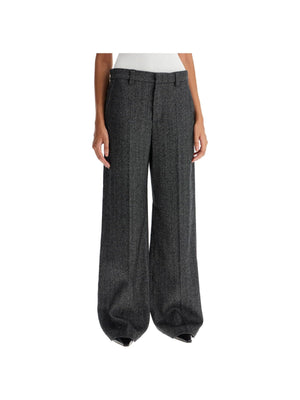 Stretch Wool Herringbone Trousers