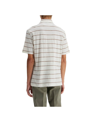 Striped Linen And Cotton Polo Shirt