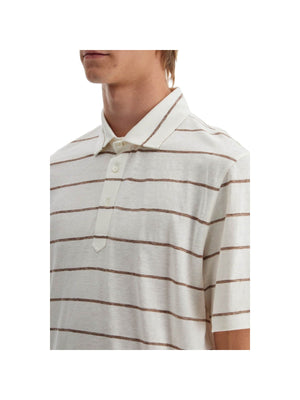 Striped Linen And Cotton Polo Shirt