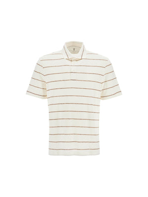 Striped Linen And Cotton Polo Shirt