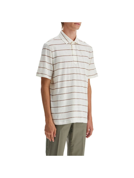 Striped Linen And Cotton Polo Shirt