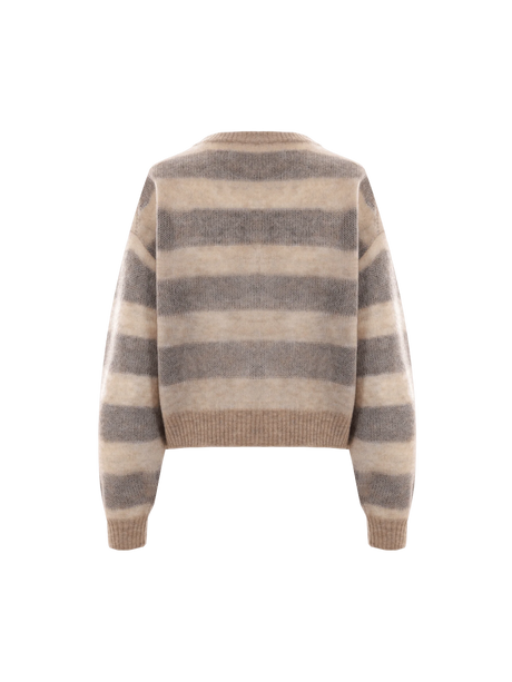 Striped Mohair Wool Blend Cropped Sweater-BRUNELLO CUCINELLI-JOHN JULIA