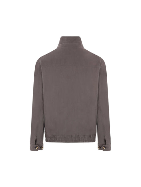 Techno Cotton Gabardine Bomber Jacket-BRUNELLO CUCINELLI-JOHN JULIA