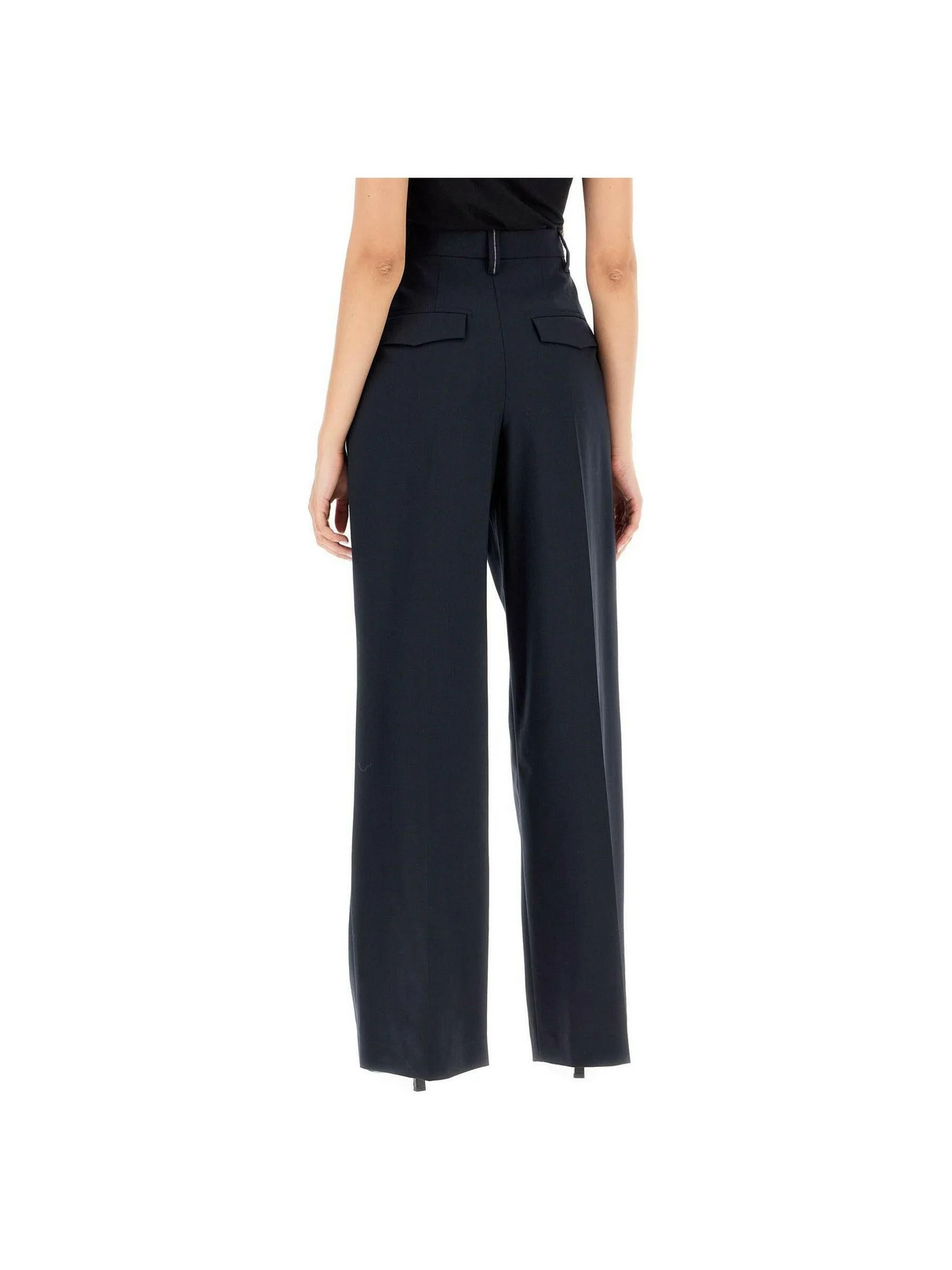 Tropical Luxury Wool High Waist Trousers.