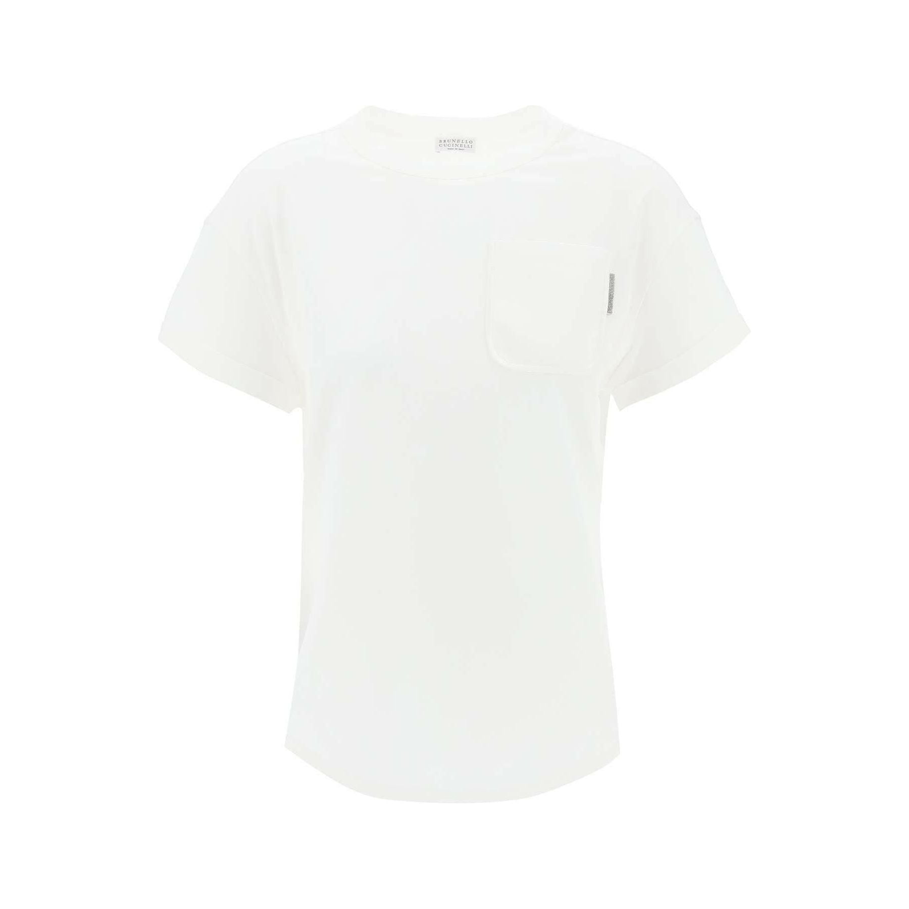 White Cotton Monili Pocket T-Shirt BRUNELLO CUCINELLI JOHN JULIA.