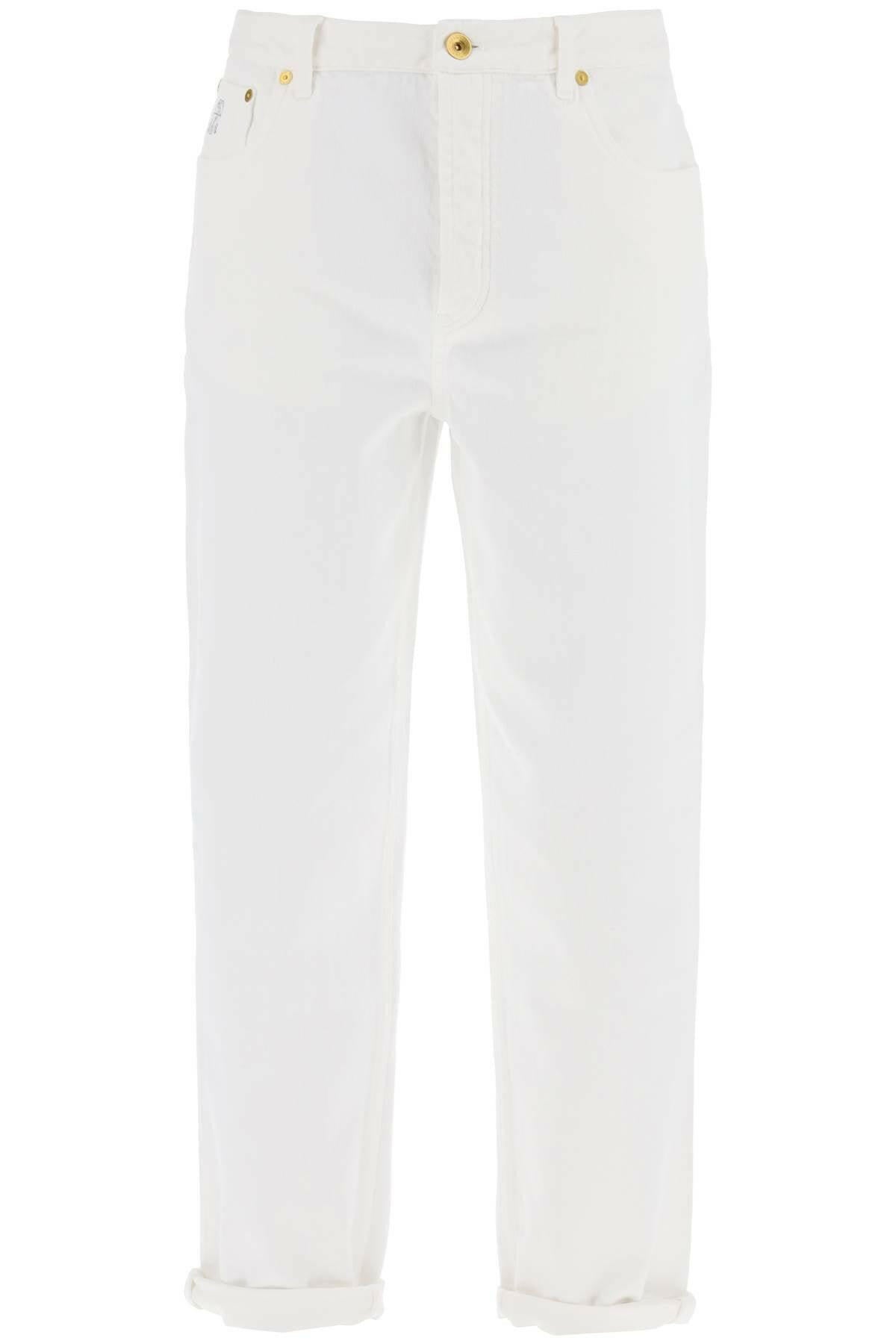 White Garment-Dyed Cotton Jeans BRUNELLO CUCINELLI JOHN JULIA.