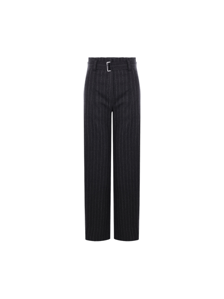 Wide-leg Belted Pinstriped Wool Trousers-BRUNELLO CUCINELLI-JOHN JULIA