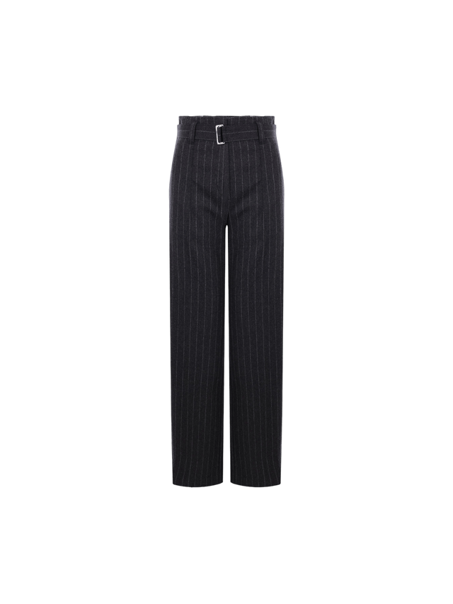 Wide-leg Belted Pinstriped Wool Trousers-BRUNELLO CUCINELLI-JOHN JULIA