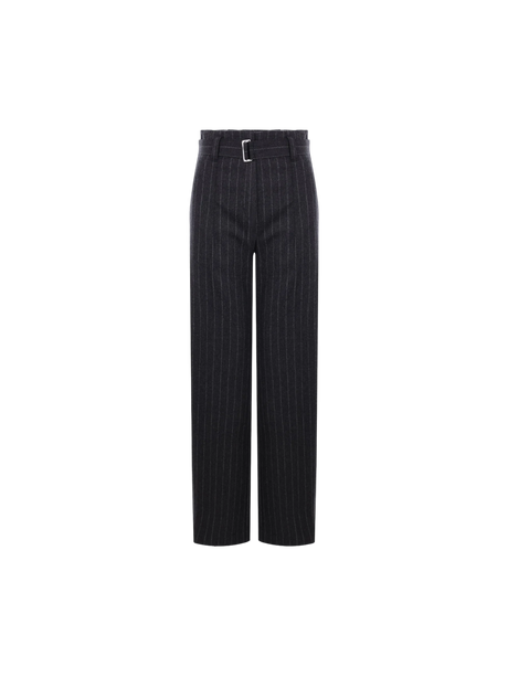 Wide-leg Belted Pinstriped Wool Trousers-BRUNELLO CUCINELLI-JOHN JULIA