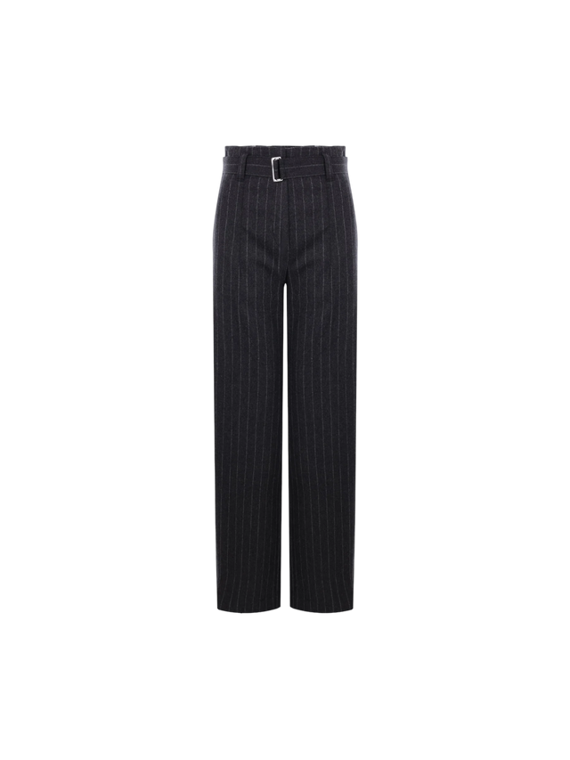 Wide-leg Belted Pinstriped Wool Trousers-BRUNELLO CUCINELLI-JOHN JULIA