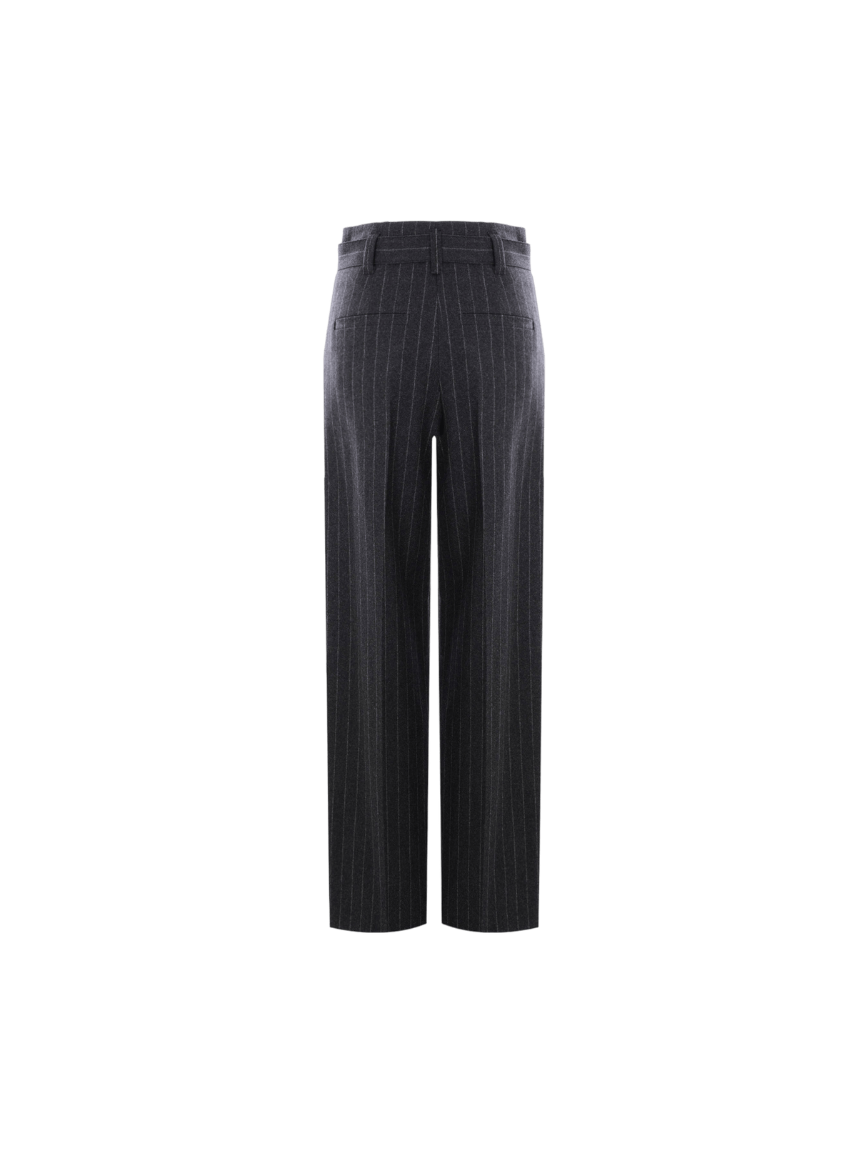 Wide-leg Belted Pinstriped Wool Trousers-BRUNELLO CUCINELLI-JOHN JULIA