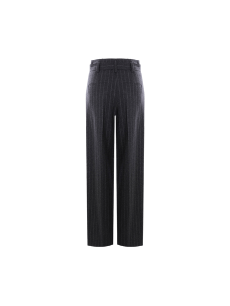 Wide-leg Belted Pinstriped Wool Trousers-BRUNELLO CUCINELLI-JOHN JULIA