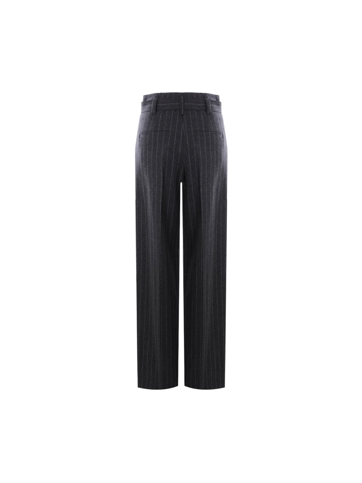 Wide-leg Belted Pinstriped Wool Trousers-BRUNELLO CUCINELLI-JOHN JULIA