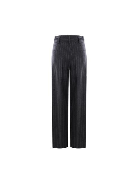 Wide-leg Belted Pinstriped Wool Trousers-BRUNELLO CUCINELLI-JOHN JULIA