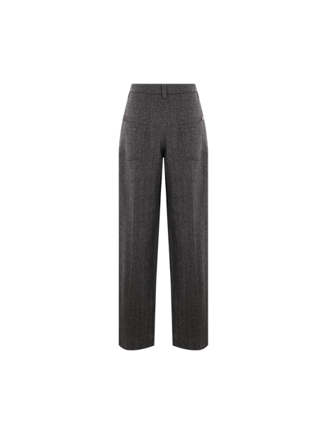 Wide-leg Herringbone Wool Trousers-BRUNELLO CUCINELLI-JOHN JULIA