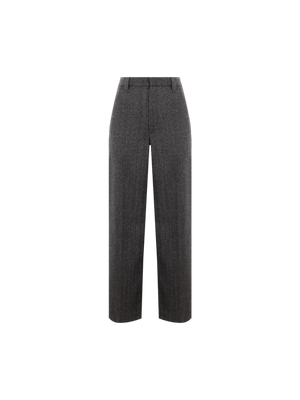 Wide-leg Herringbone Wool Trousers-BRUNELLO CUCINELLI-JOHN JULIA