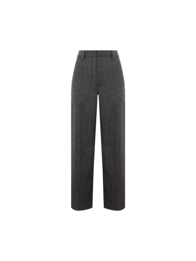 Wide-leg Herringbone Wool Trousers-BRUNELLO CUCINELLI-JOHN JULIA