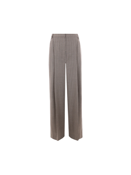 Wide-leg Pinstripe Wool Trousers-BRUNELLO CUCINELLI-JOHN JULIA