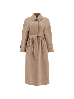 BRUNELLO CUCINELLI-Wool And Cashmere Coat With Belt. -JOHN JULIA.