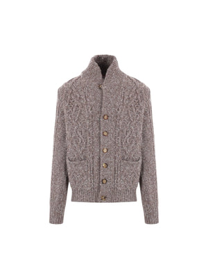 Wool and Cashmere Cable-knit Cardigan-BRUNELLO CUCINELLI-JOHN JULIA