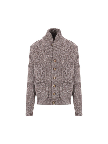 Wool and Cashmere Cable-knit Cardigan-BRUNELLO CUCINELLI-JOHN JULIA