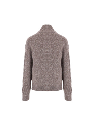 Wool and Cashmere Cable-knit Cardigan-BRUNELLO CUCINELLI-JOHN JULIA