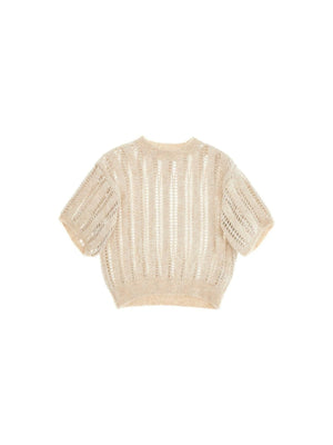 Wool and Mohair Short Sleeve Dazzling Net Sweater.