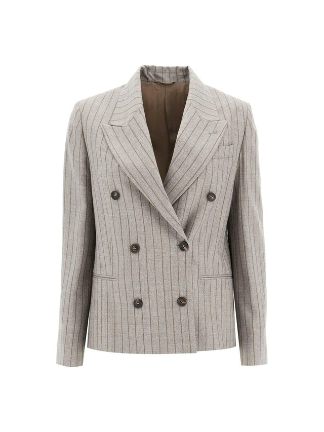 Virgin Wool Mouliné Chalk Stripe Blazer.