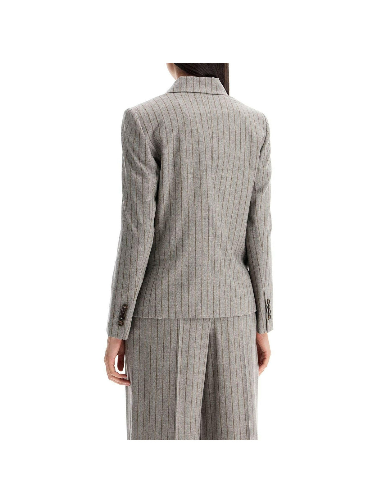 Virgin Wool Mouliné Chalk Stripe Blazer.