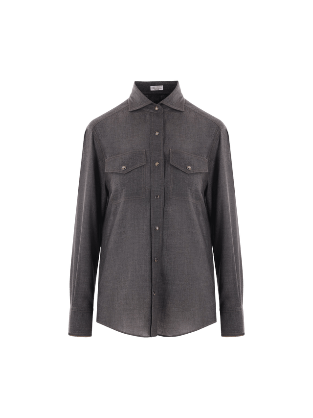 Wool Organza Shirt-BRUNELLO CUCINELLI-JOHN JULIA