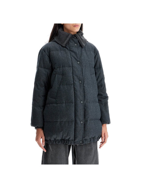 BRUNELLO CUCINELLI-Woolen Down Jacket With Hood -JOHN JULIA.