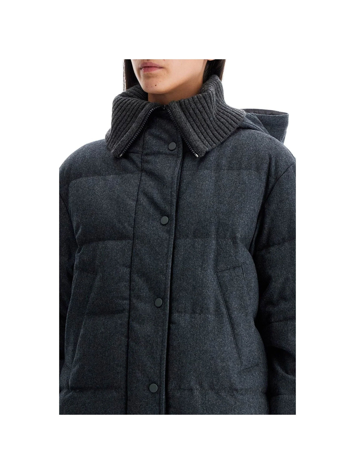 BRUNELLO CUCINELLI-Woolen Down Jacket With Hood -JOHN JULIA.