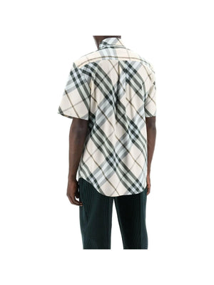 Alabaster Short Sleeved Checkered Cotton Shirt BURBERRY JOHN JULIA.