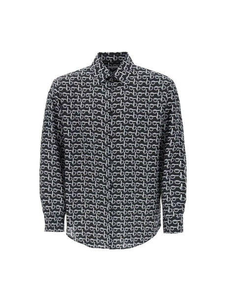 Black and Silver B Silk Shirt BURBERRY JOHN JULIA.