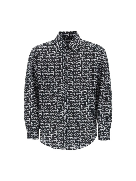 Black and Silver B Silk Shirt BURBERRY JOHN JULIA.