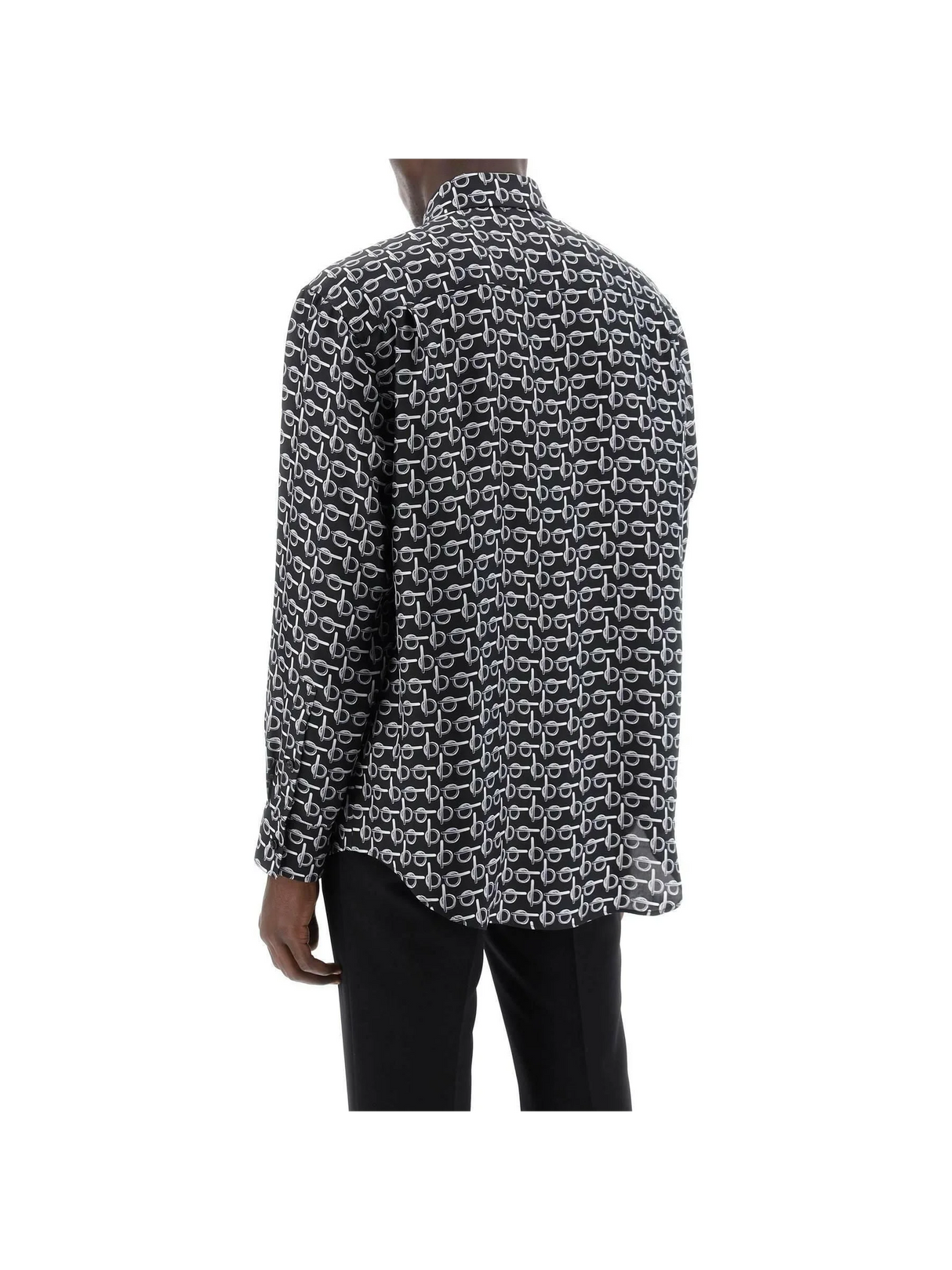 Black and Silver B Silk Shirt BURBERRY JOHN JULIA.