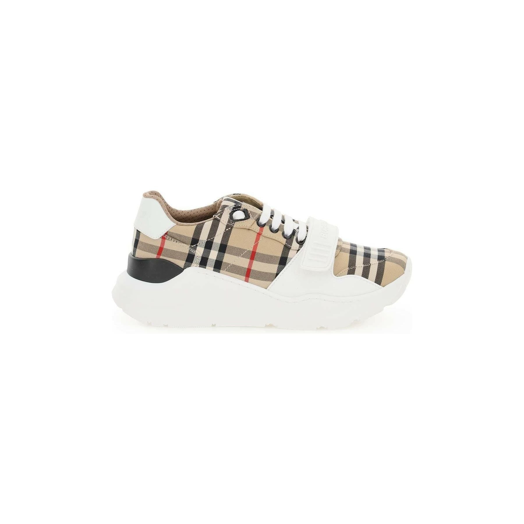 Archive Beige Regis Check, Suede and Leather Sneakers BURBERRY JOHN JULIA.