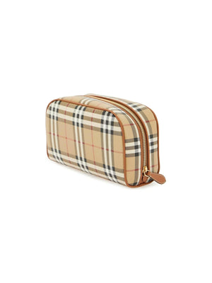 Archive Beige Medium Check Travel Pouch.