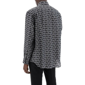 Black and Silver B Silk Shirt BURBERRY JOHN JULIA.