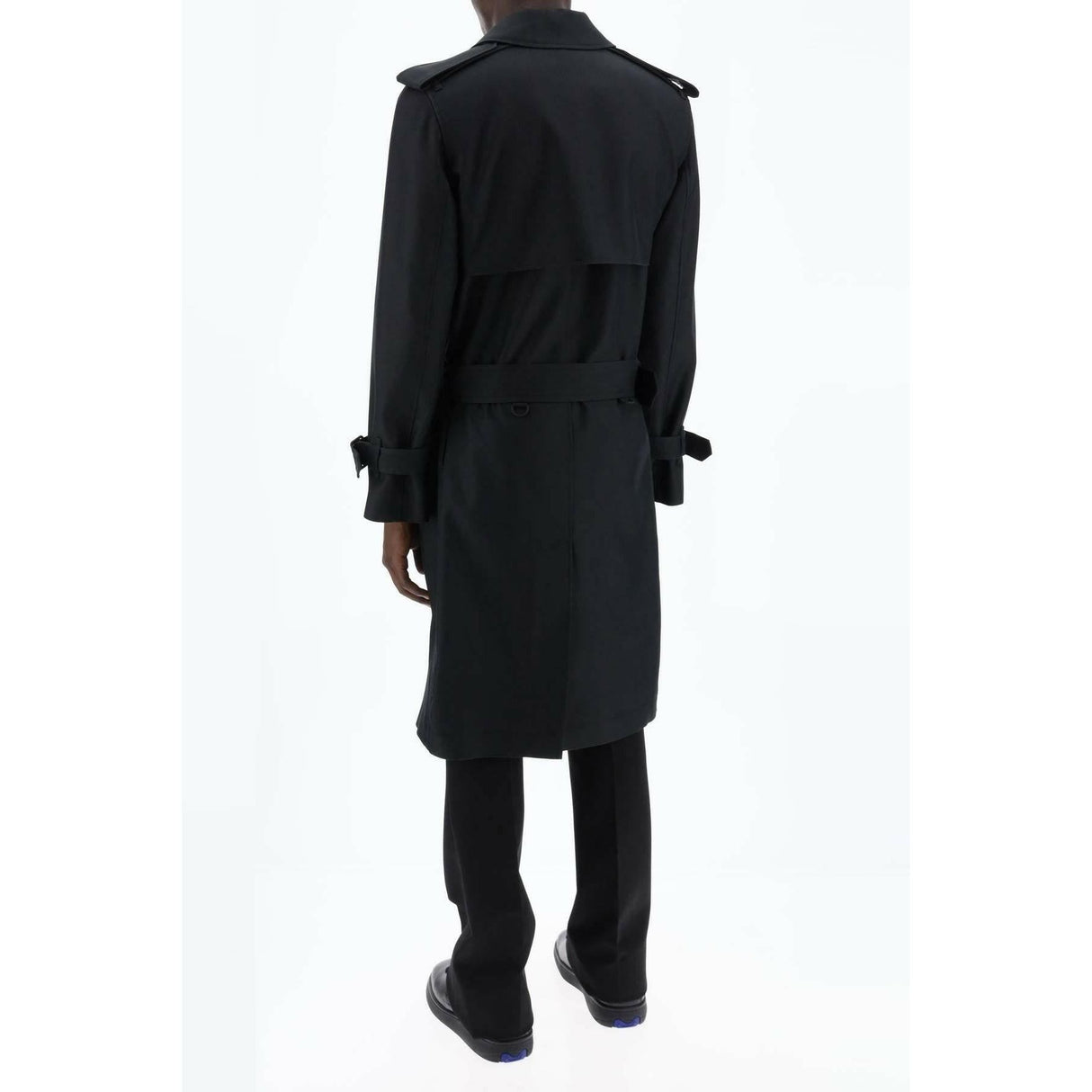 Black Double Breasted Silk Blend Trench Coat BURBERRY JOHN JULIA.